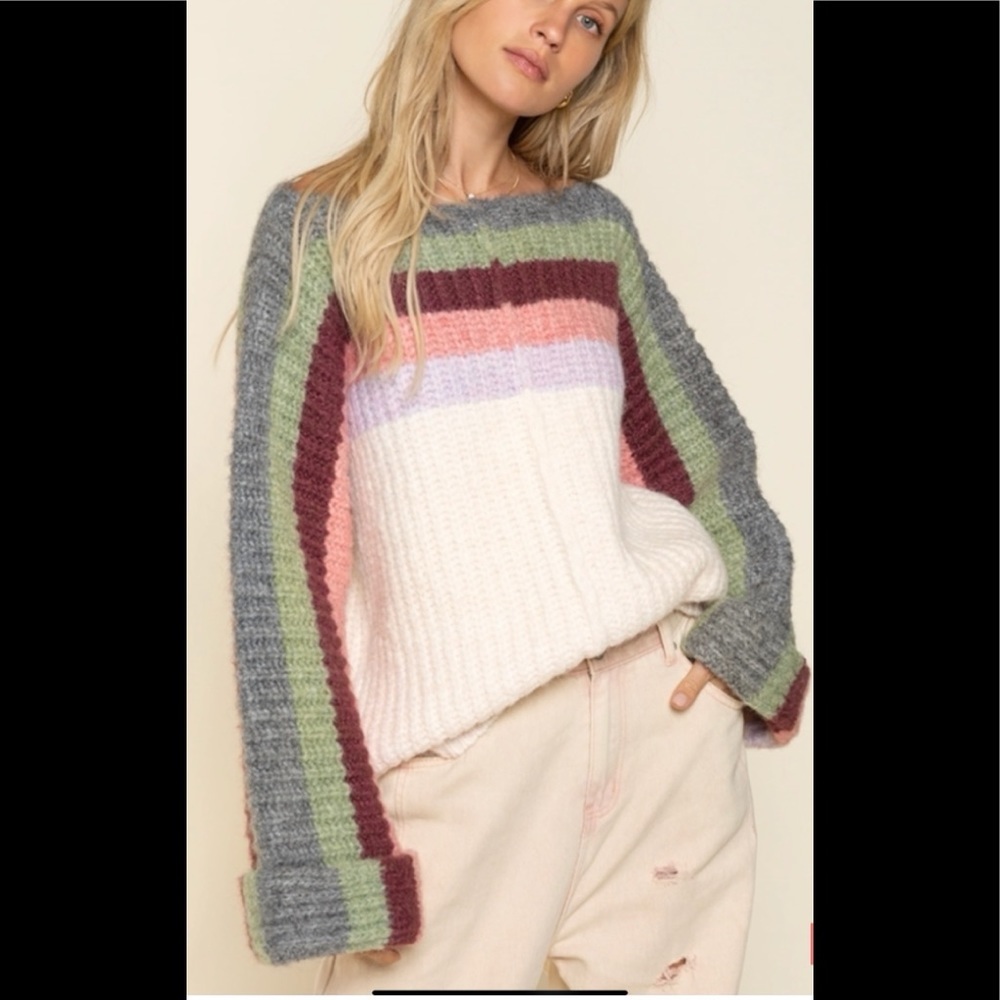 Multi colored striped oversized sweater. - Picture 4 of 7